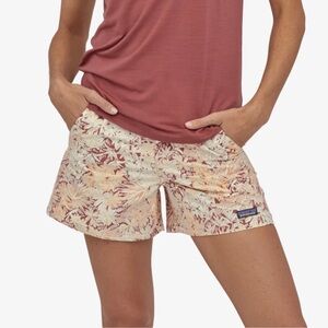 Patagonia Women's Floral Print Shorts - Cream and Brown